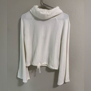 Cupcakes and Cashmere Ivory Textured Hoodie Drawstring Hem Size S